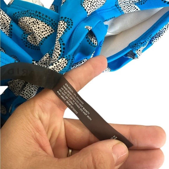 Torrid Blue With White Hearts Print Halter Bikini Top - Picture 3 of 8